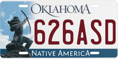 OK license plate 626ASD