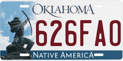 OK license plate 626FAO