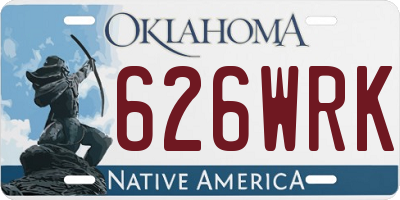 OK license plate 626WRK