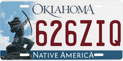 OK license plate 626ZIQ