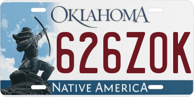 OK license plate 626ZOK