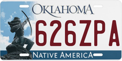 OK license plate 626ZPA