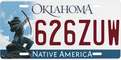 OK license plate 626ZUW