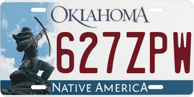 OK license plate 627ZPW