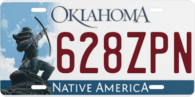OK license plate 628ZPN