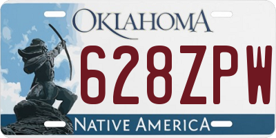 OK license plate 628ZPW