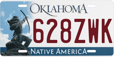 OK license plate 628ZWK