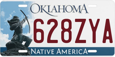 OK license plate 628ZYA