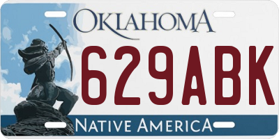 OK license plate 629ABK