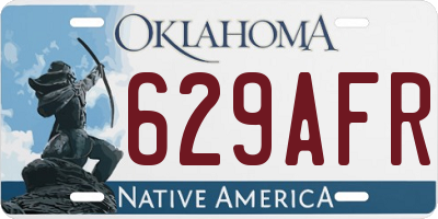 OK license plate 629AFR