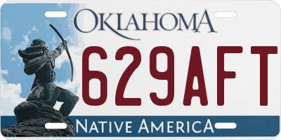 OK license plate 629AFT