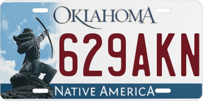 OK license plate 629AKN