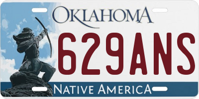 OK license plate 629ANS