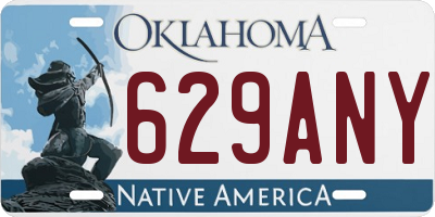 OK license plate 629ANY