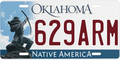 OK license plate 629ARM