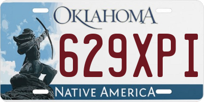 OK license plate 629XPI