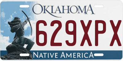 OK license plate 629XPX