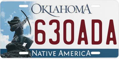 OK license plate 630ADA