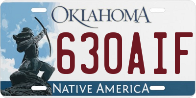 OK license plate 630AIF