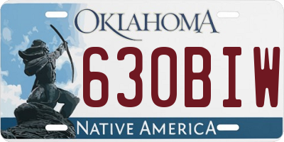 OK license plate 630BIW