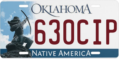 OK license plate 630CIP