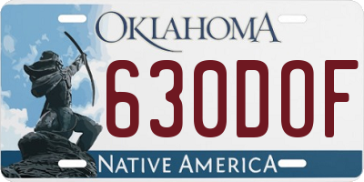 OK license plate 630DOF