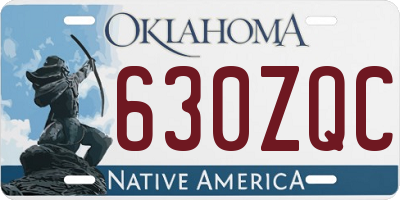 OK license plate 630ZQC