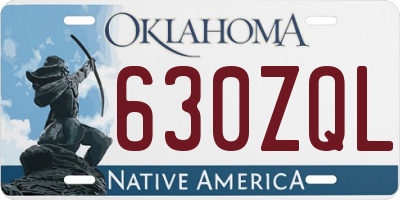 OK license plate 630ZQL