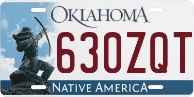 OK license plate 630ZQT