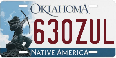 OK license plate 630ZUL