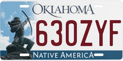 OK license plate 630ZYF