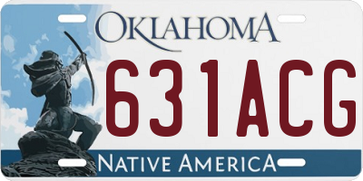 OK license plate 631ACG