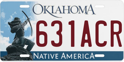 OK license plate 631ACR