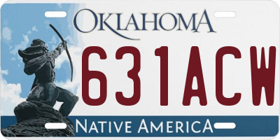OK license plate 631ACW