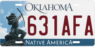 OK license plate 631AFA