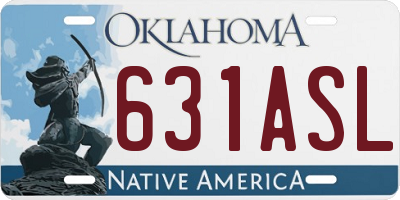 OK license plate 631ASL