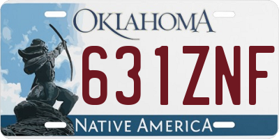 OK license plate 631ZNF