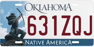 OK license plate 631ZQJ