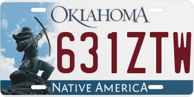 OK license plate 631ZTW