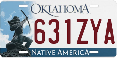 OK license plate 631ZYA