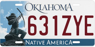 OK license plate 631ZYE