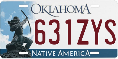 OK license plate 631ZYS