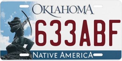 OK license plate 633ABF