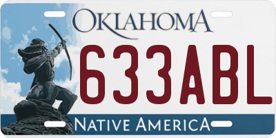 OK license plate 633ABL