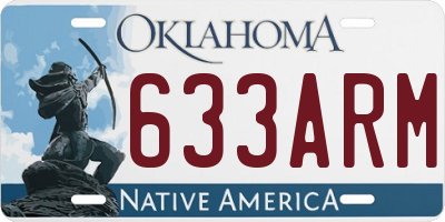 OK license plate 633ARM