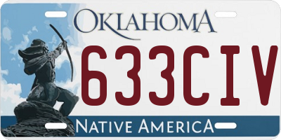 OK license plate 633CIV
