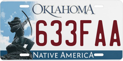 OK license plate 633FAA