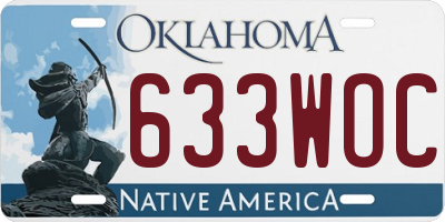 OK license plate 633WOC