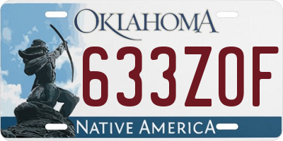 OK license plate 633ZOF