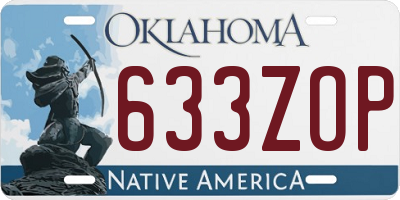 OK license plate 633ZOP